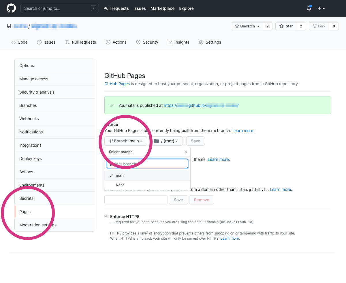 Github Pages setup